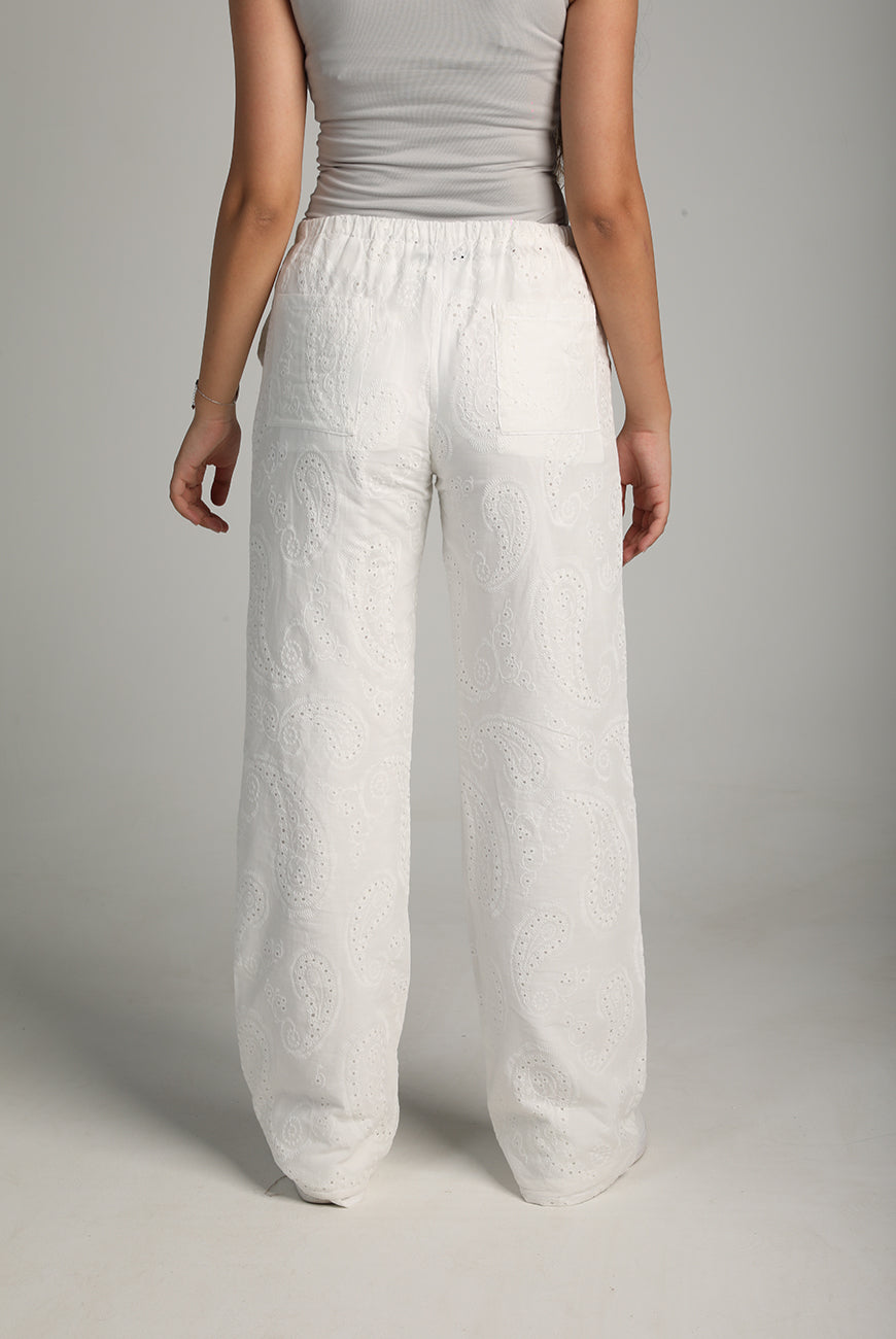 Embroidered Straight Trousers