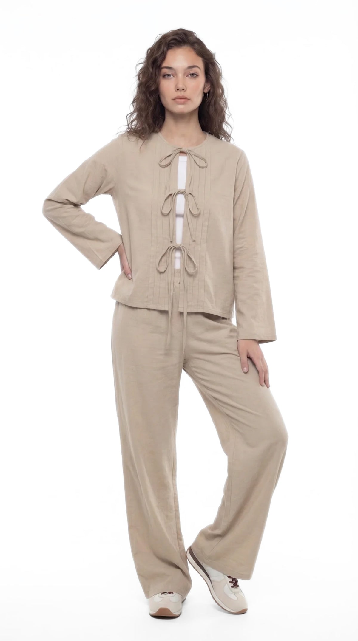 Tie Front Linen set