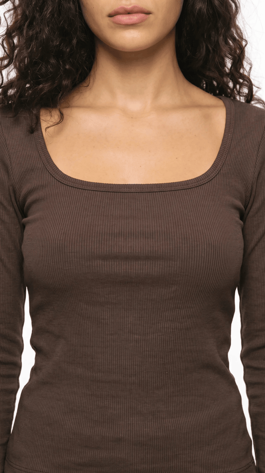 Long Sleeve Ribbed Squared Top