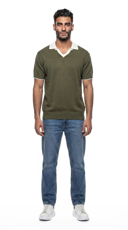 Contrast Knit Polo