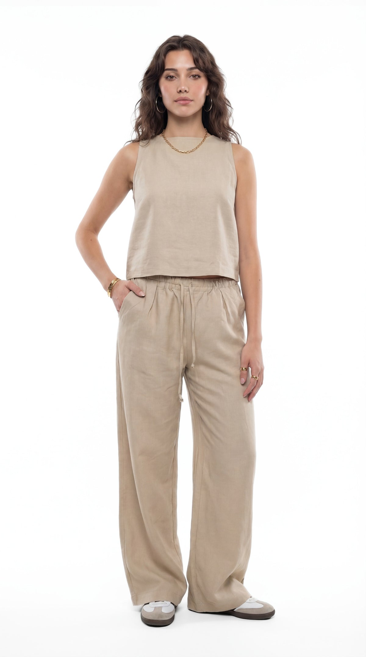 Sleeveless linen set