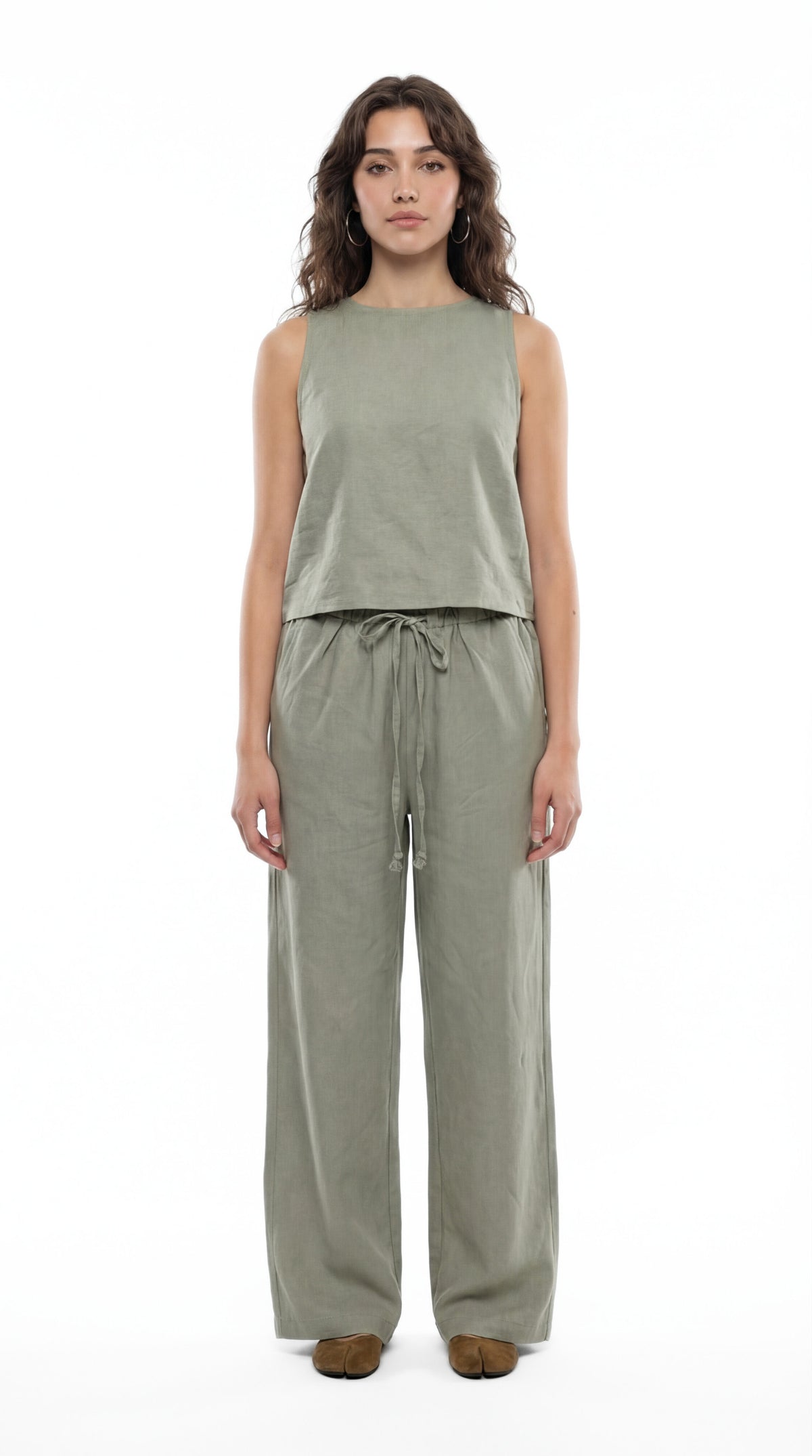 Sleeveless linen set