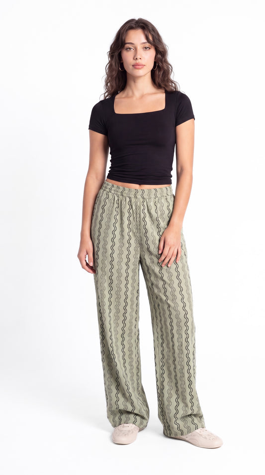 Wavy Stripe Wide Leg Pants