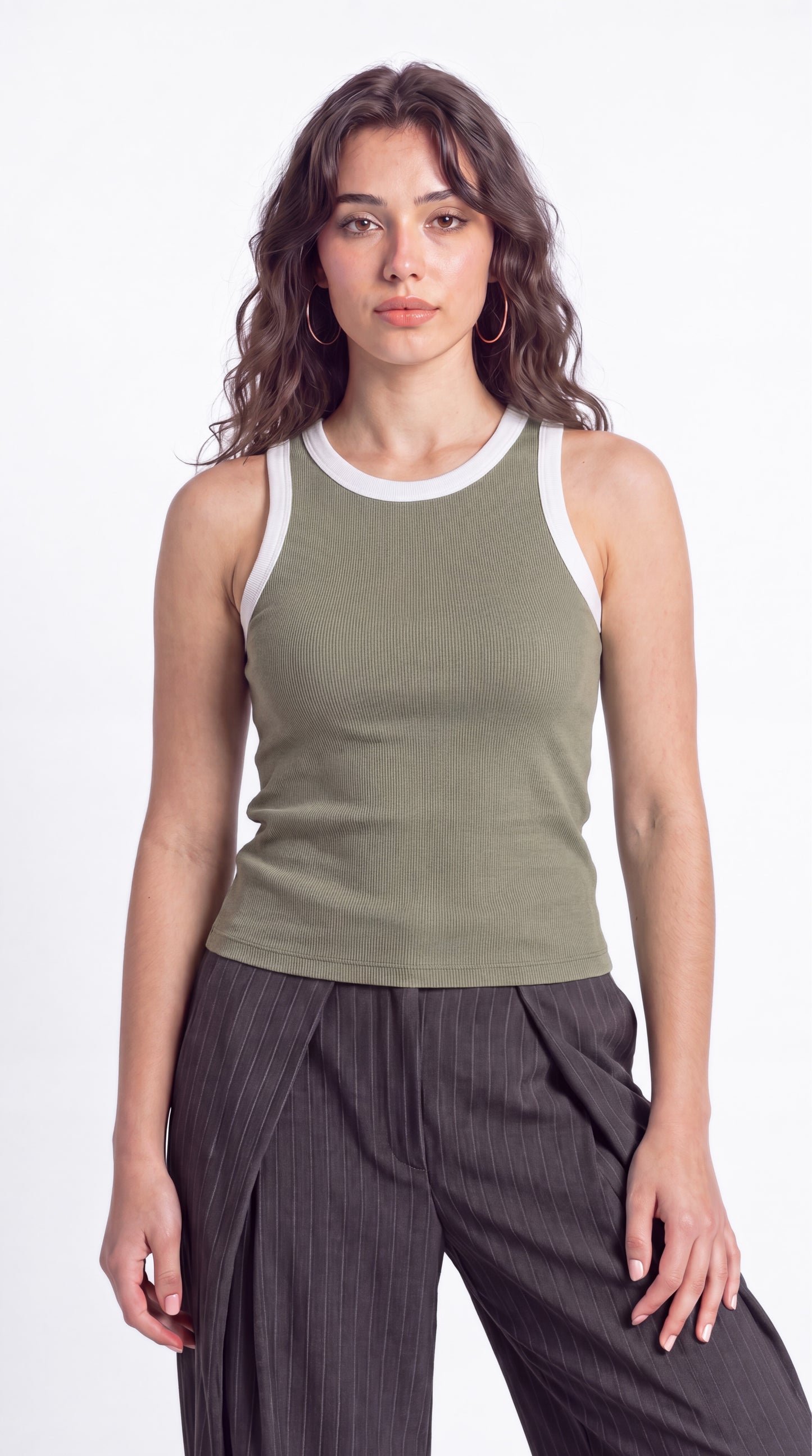 Contrast Ribbed Tank Top
