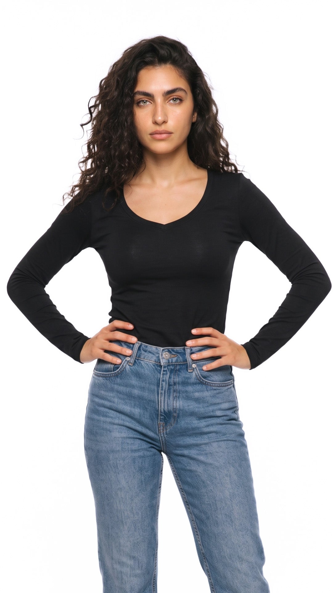 Long Sleeve V Neck Top