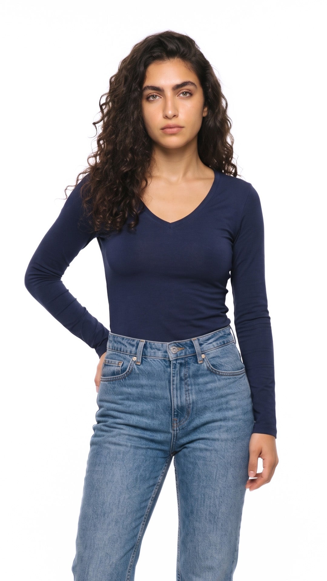 Long Sleeve V Neck Top