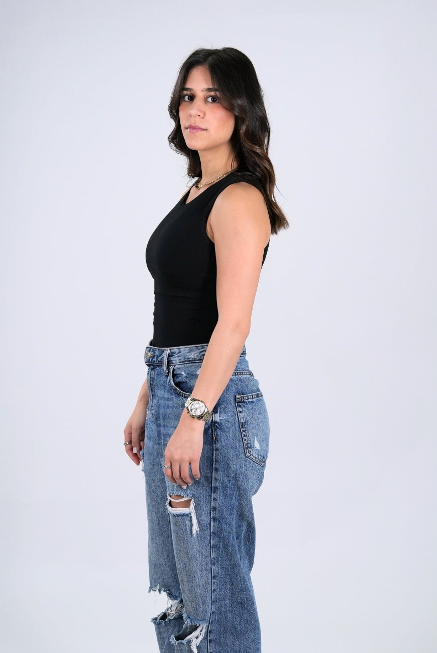 Sleeveless Fitted Cotton Jersey