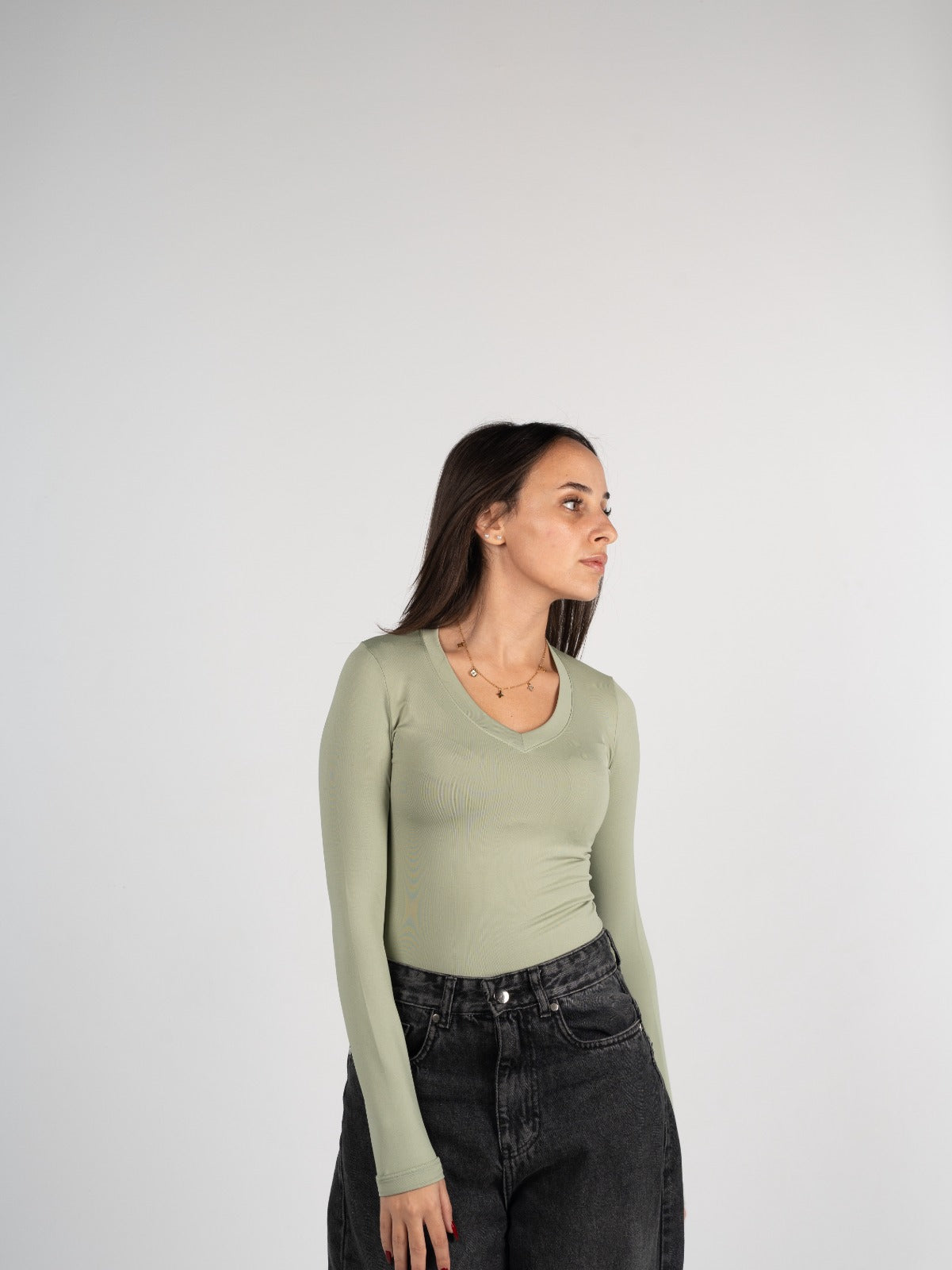 Sleeved V Neck Top