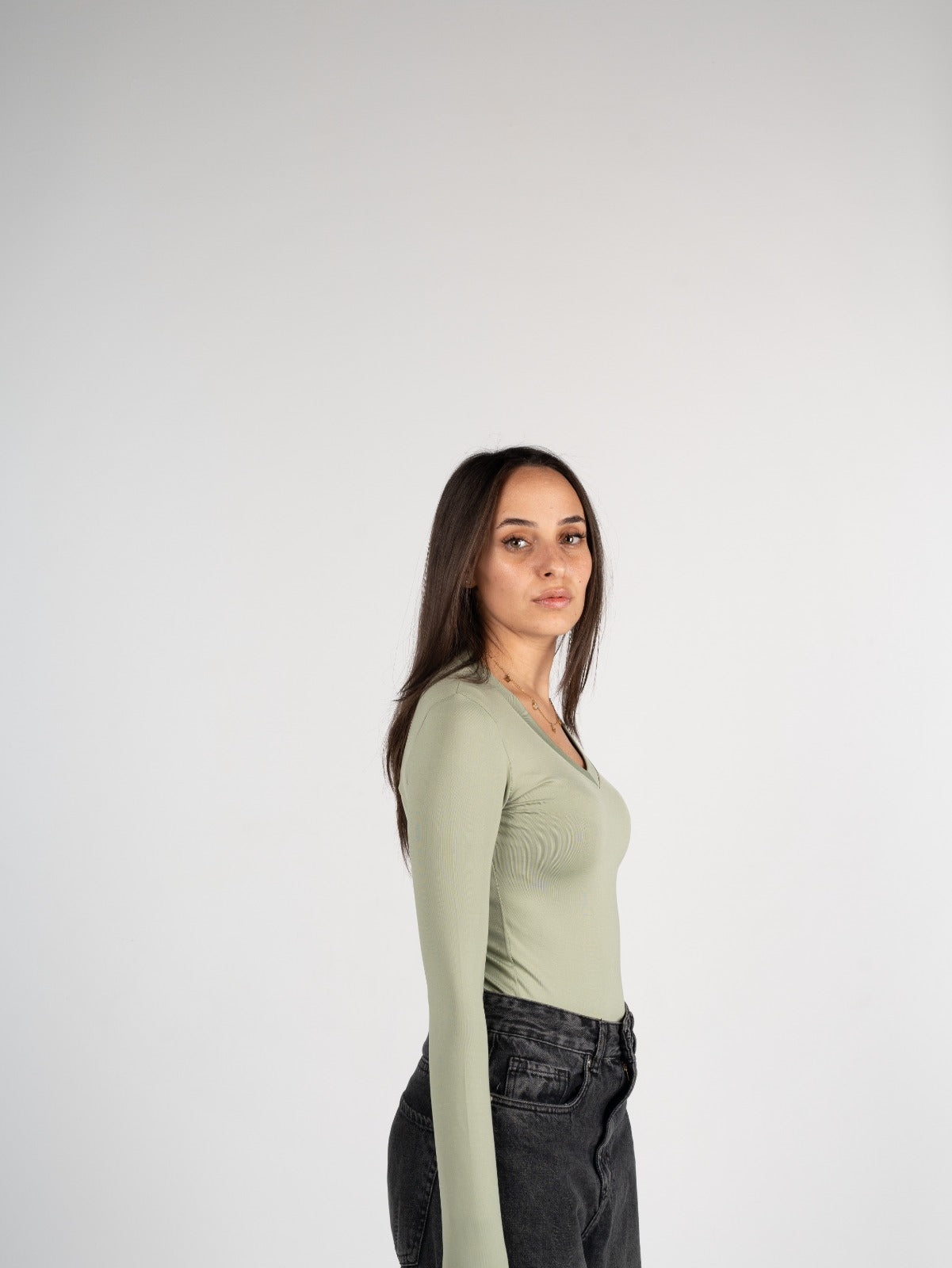Sleeved V Neck Top
