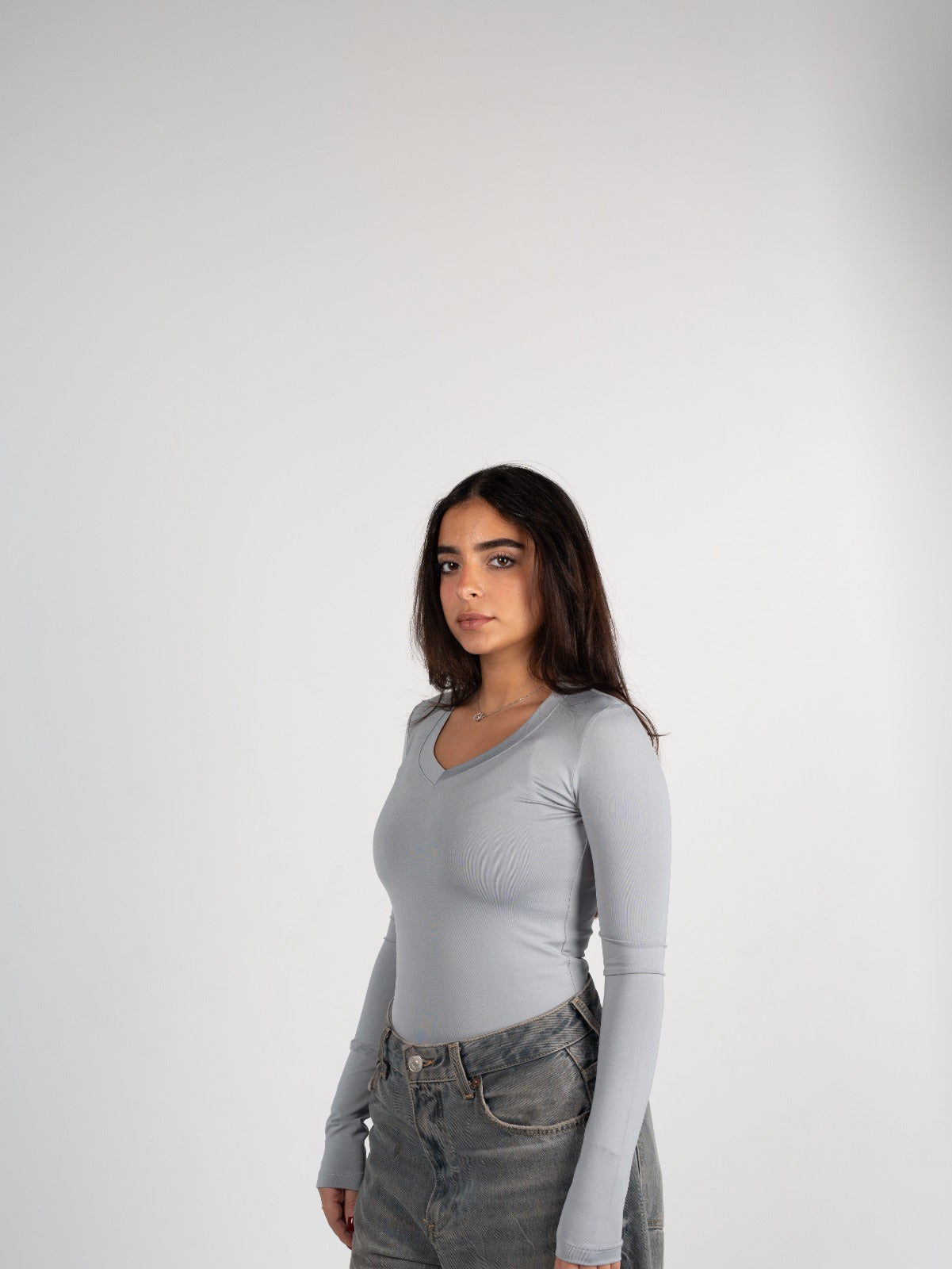 Sleeved V Neck Top