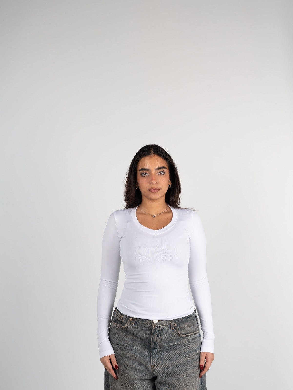 Sleeved V Neck Top
