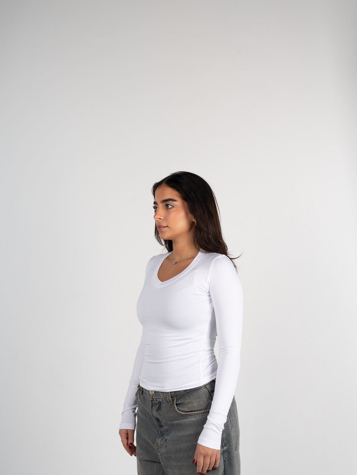 Sleeved V Neck Top