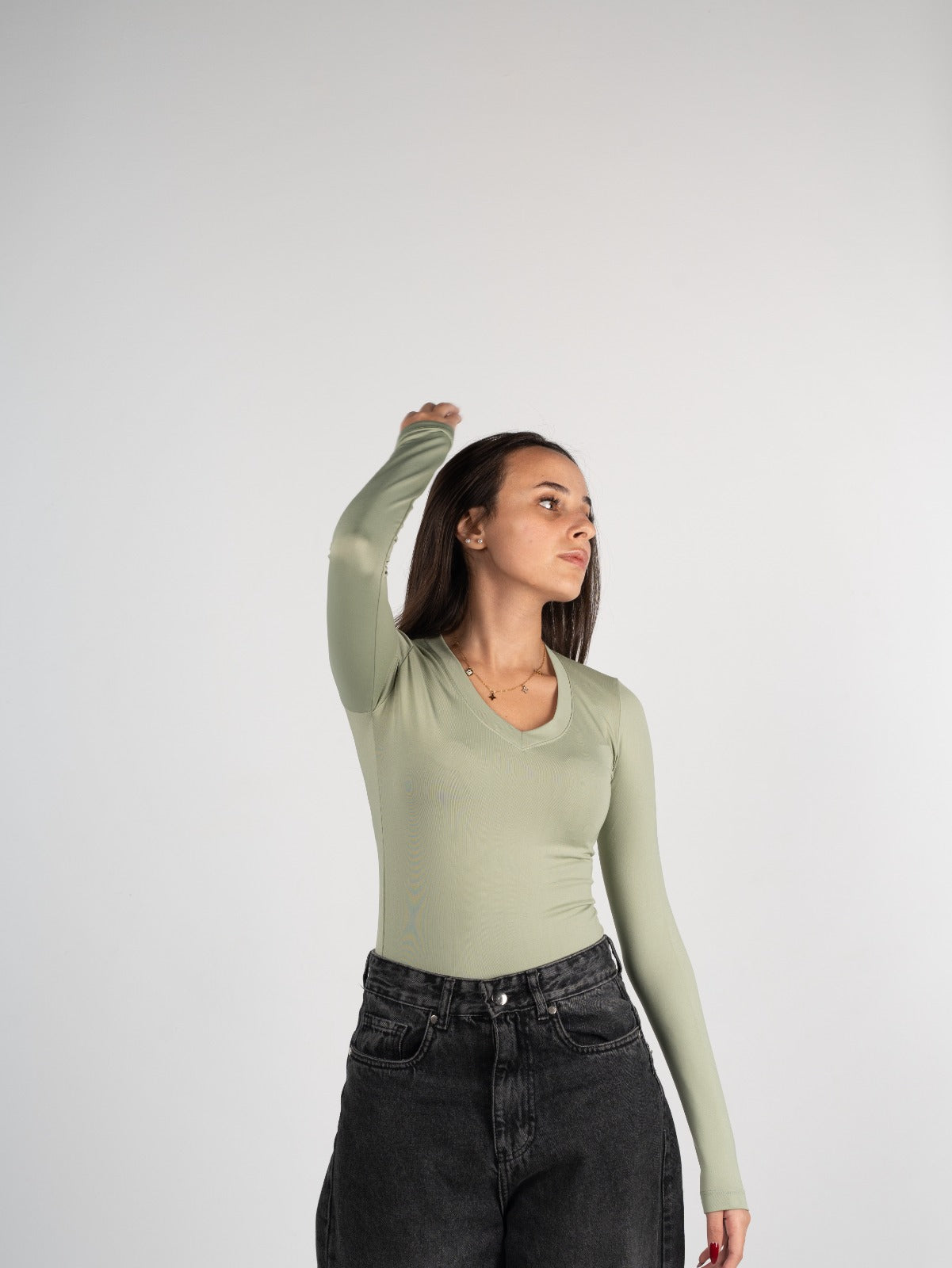 Sleeved V Neck Top