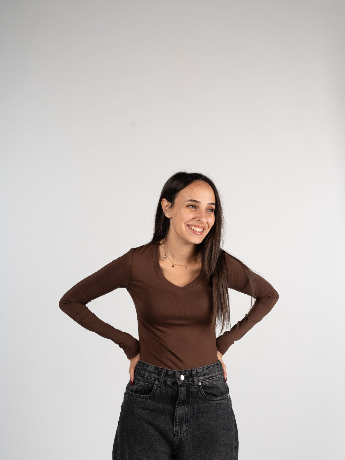 Sleeved V Neck Top
