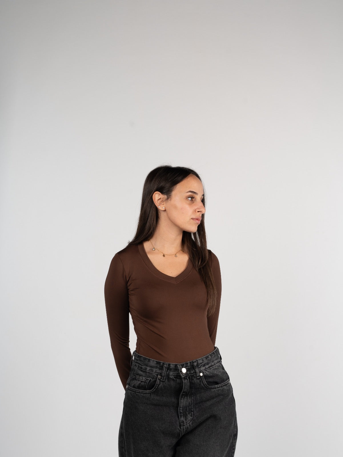 Sleeved V Neck Top
