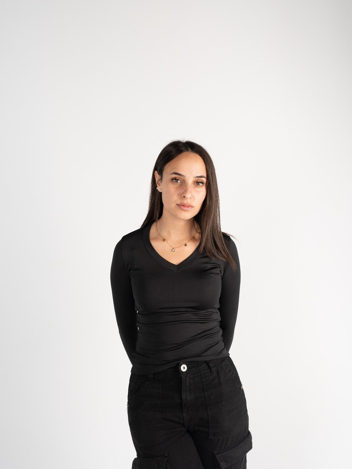 Sleeved V Neck Top
