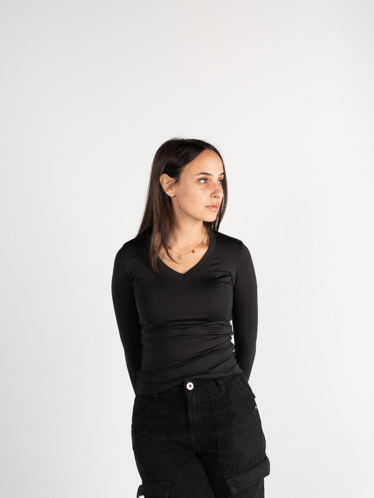 Sleeved V Neck Top