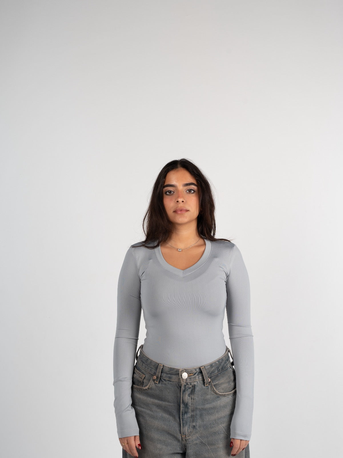 Sleeved V Neck Top