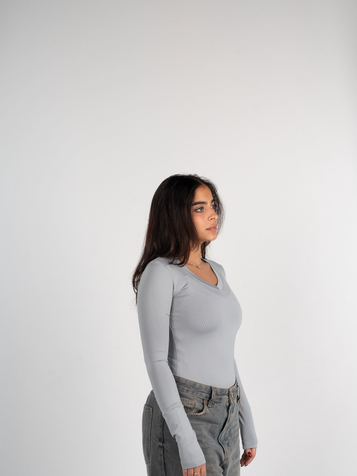 Sleeved V Neck Top