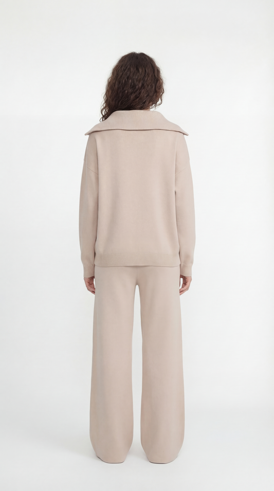 Quarter zip knit set