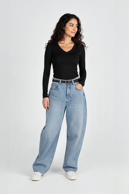 Long Sleeve V Neck Top