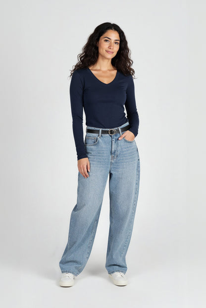 Long Sleeve V Neck Top