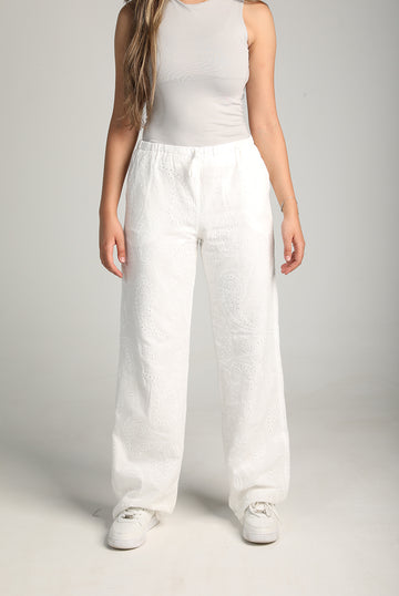 Embroidered Straight Trousers