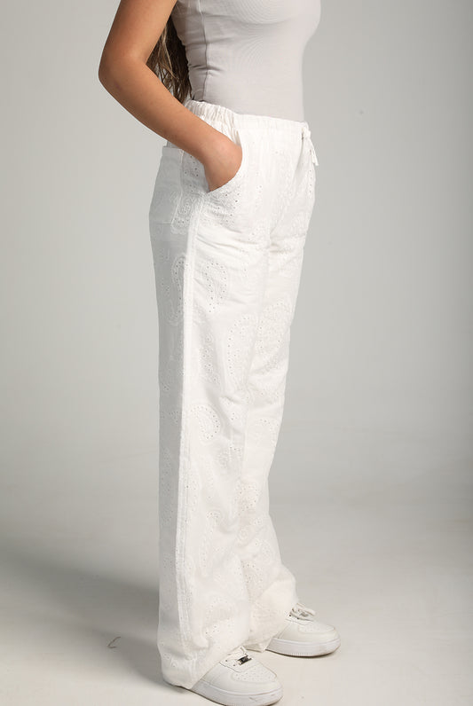 Embroidered Straight Trousers