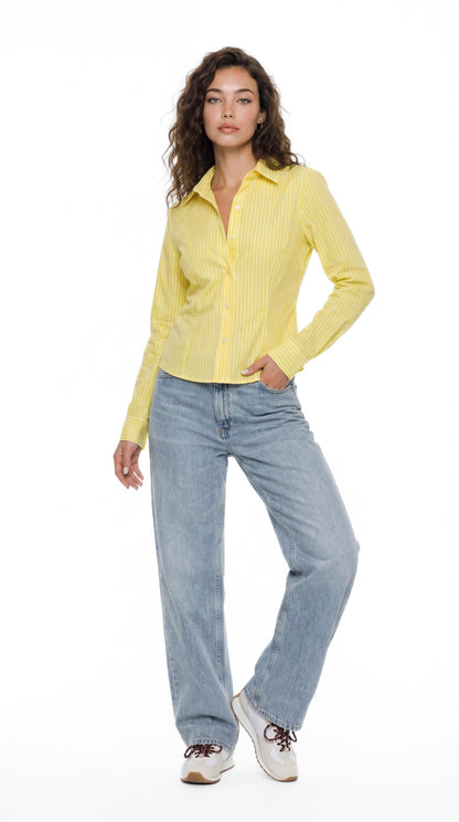 Tailored Striped Cropped Shirt