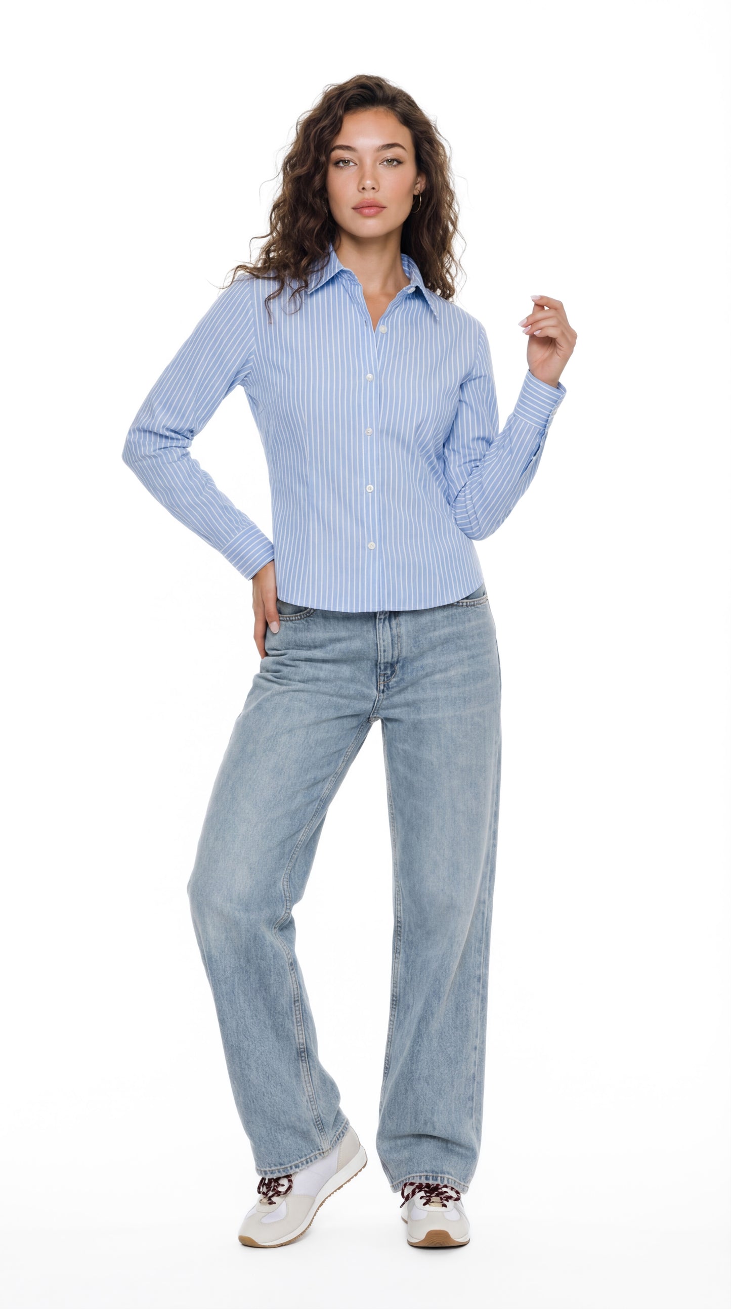 Tailored Striped Cropped Shirt