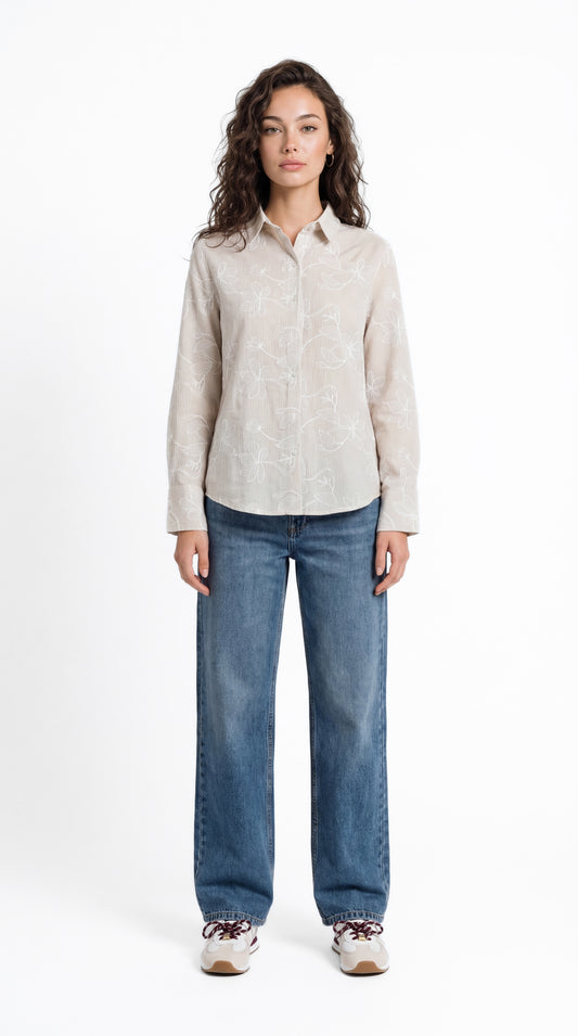 Floral Print Striped Shirt