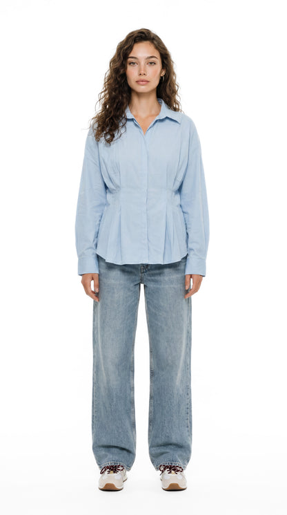 Pleated Poplin Shirt