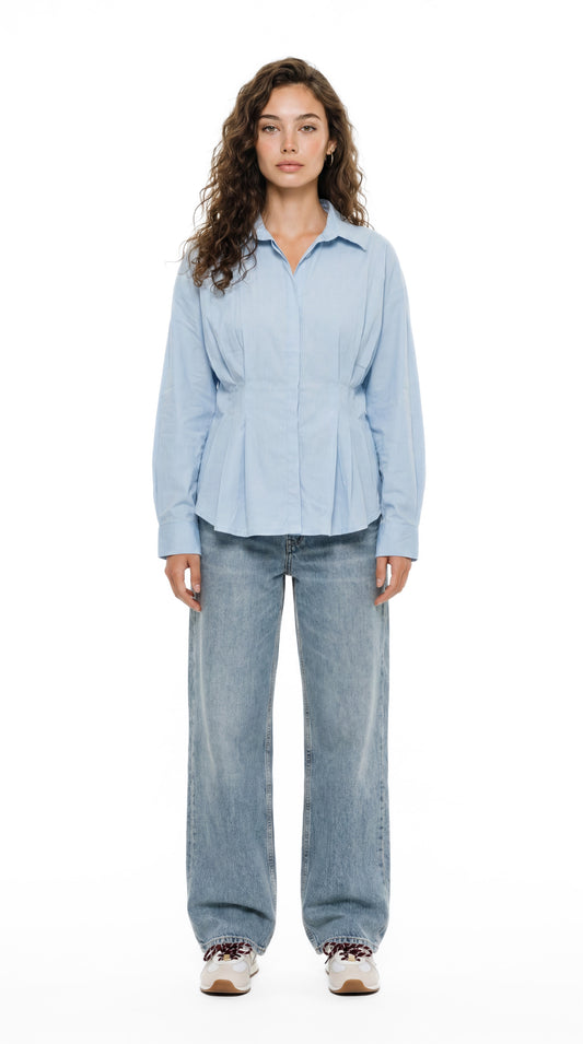 Pleated Poplin Shirt
