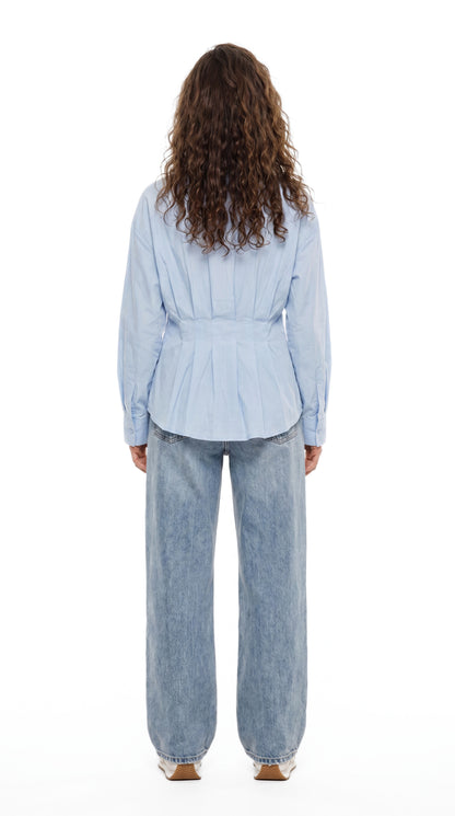 Pleated Poplin Shirt