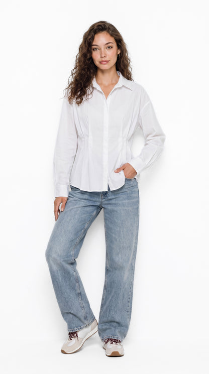 Pleated Poplin Shirt