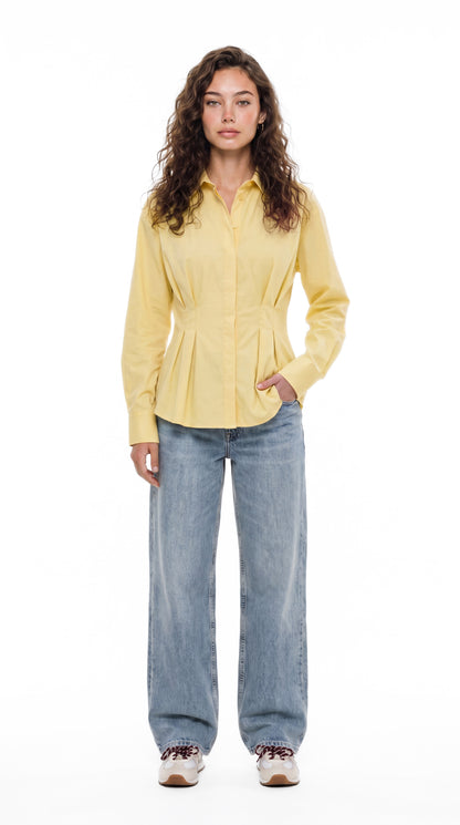 Pleated Poplin Shirt