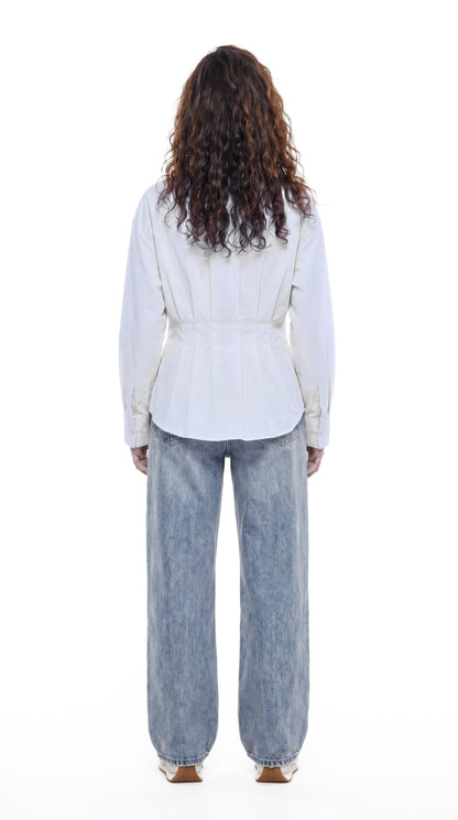 Pleated Poplin Shirt
