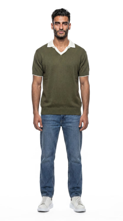 Contrast Knit Polo