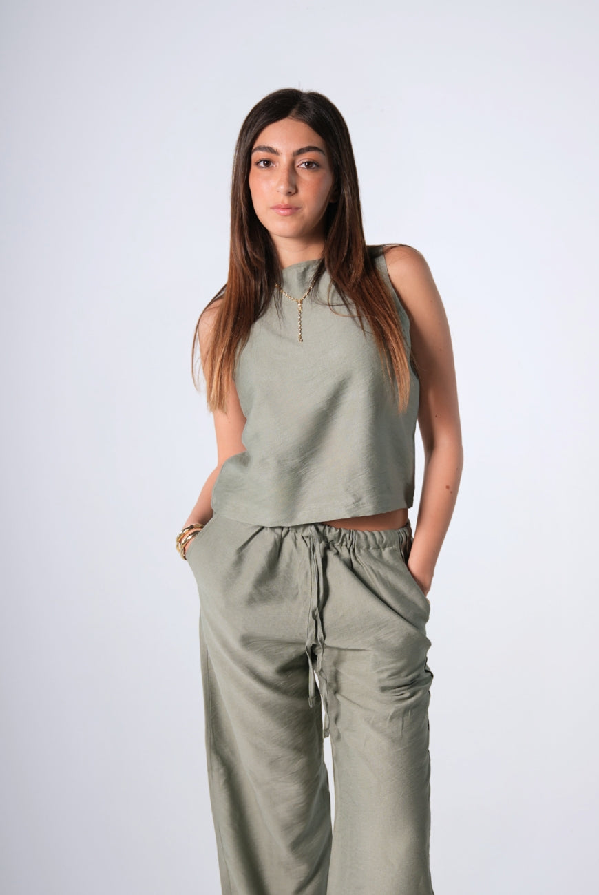 Sleeveless Linen Set