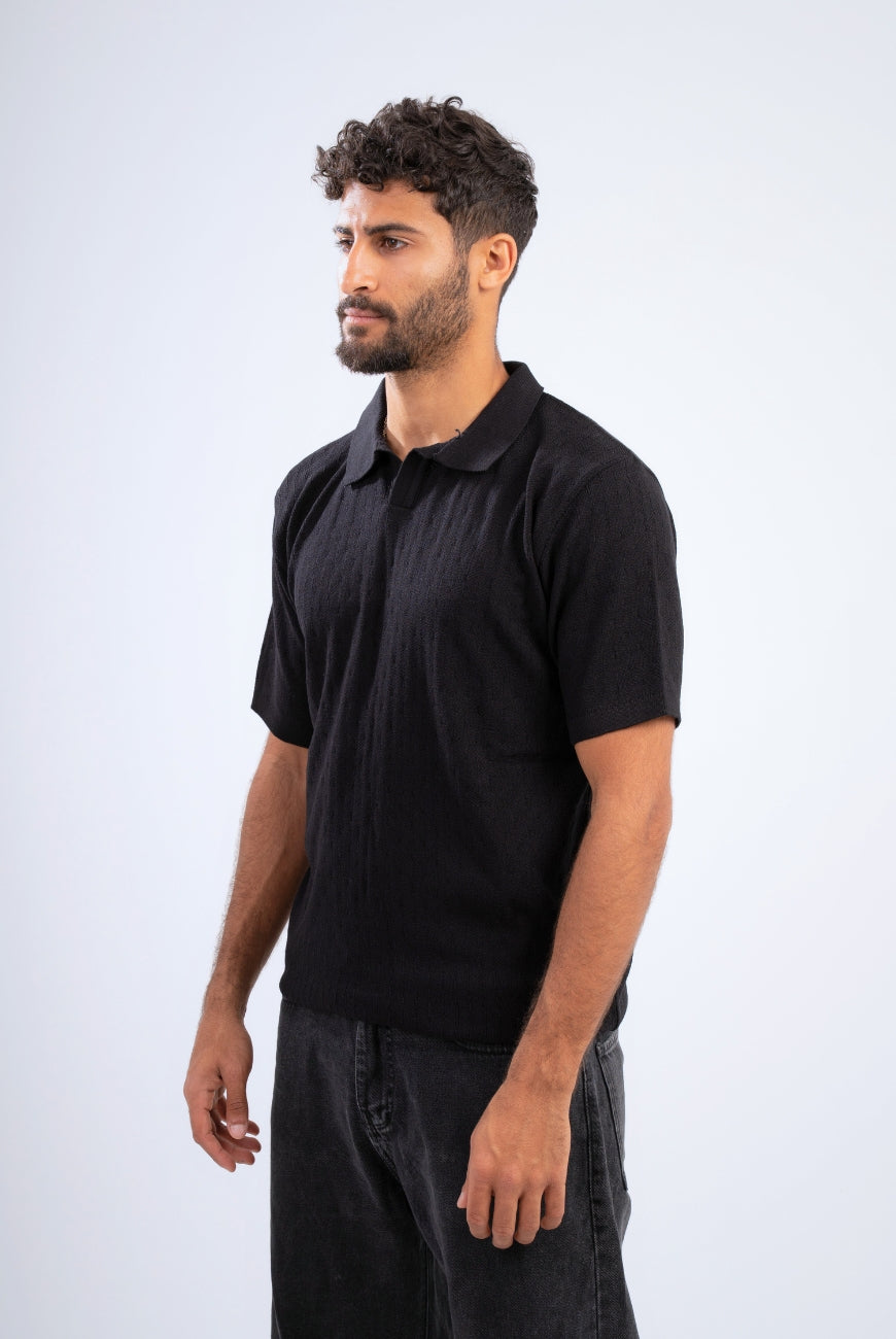 Textured Knitted Polo