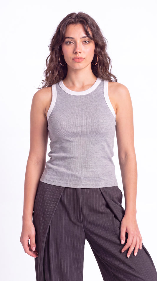 Contrast Ribbed Tank Top