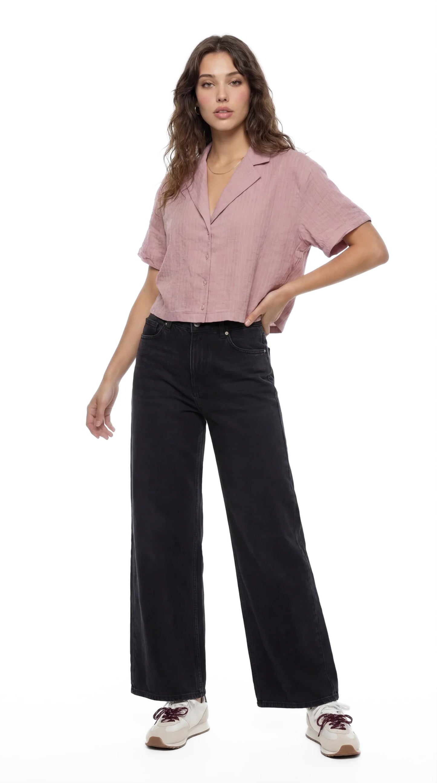 Striped Cropped Linen Shirt