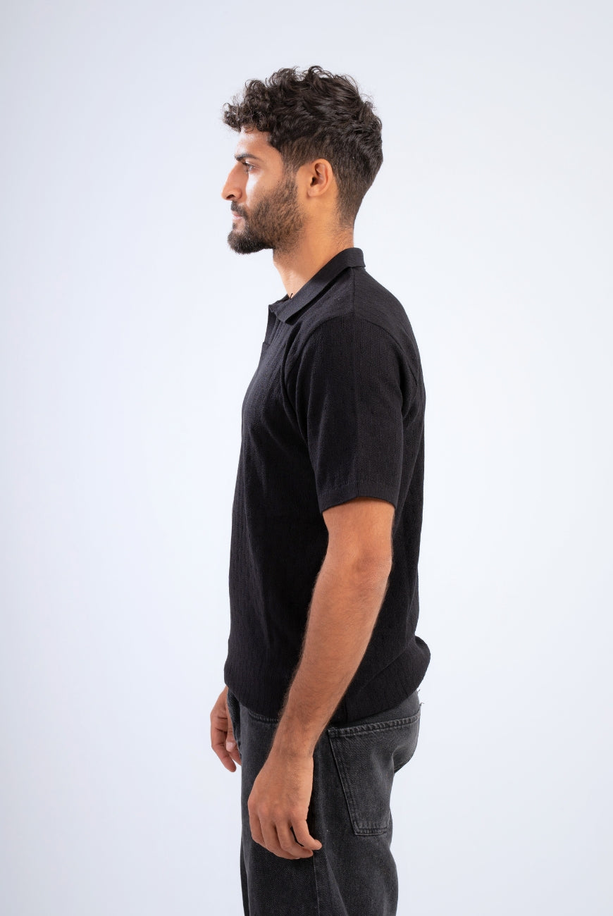 Textured Knitted Polo