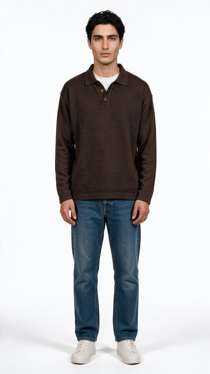 Relaxed fit knit Polo Sweater