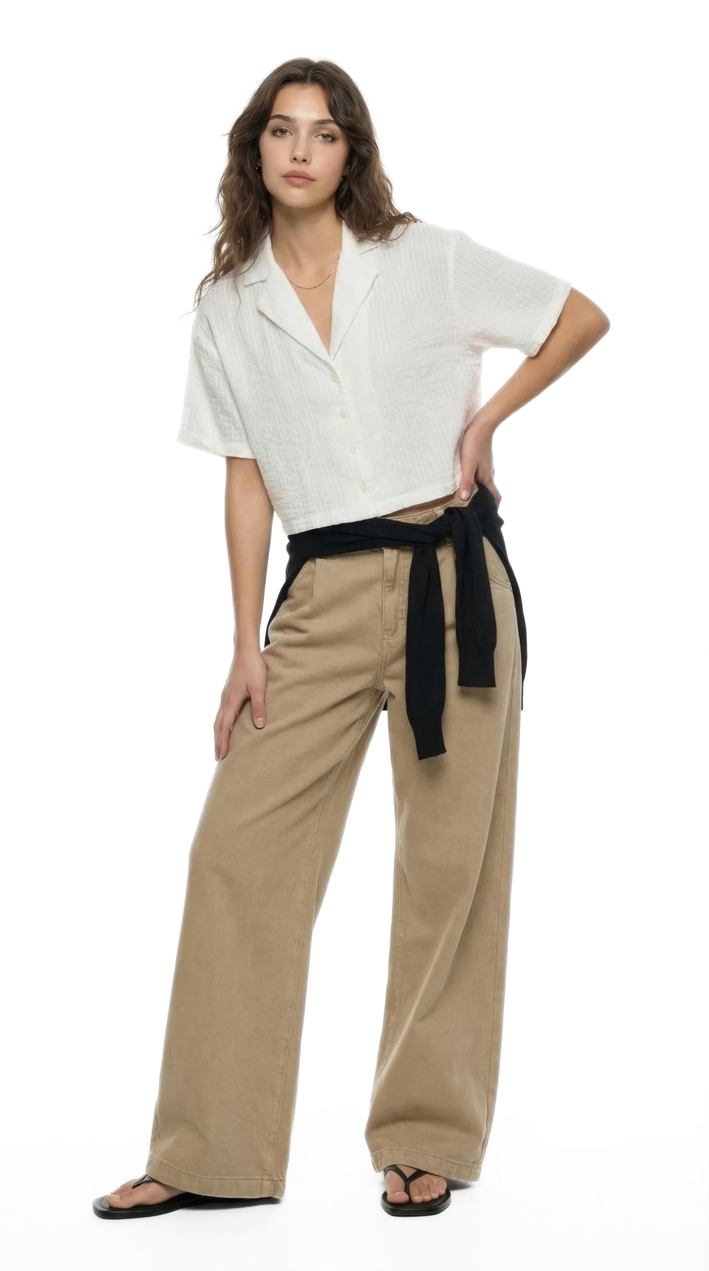 Striped Cropped Linen Shirt
