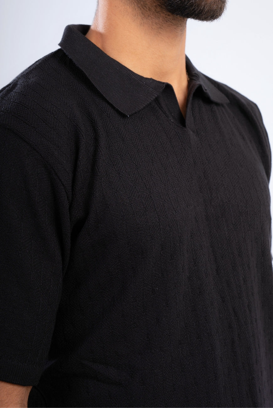 Textured Knitted Polo