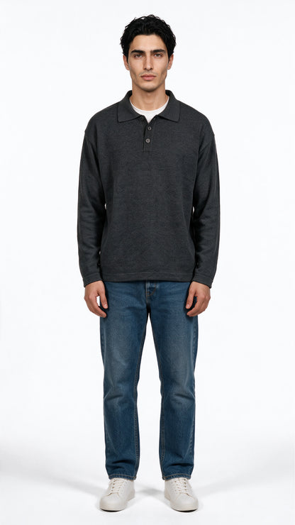 Relaxed fit knit Polo Sweater