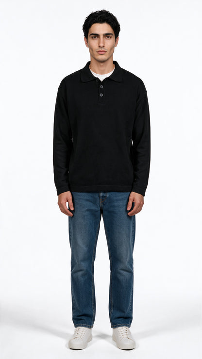 Relaxed fit knit Polo Sweater