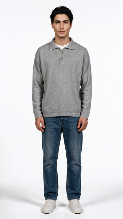 Relaxed fit knit Polo Sweater