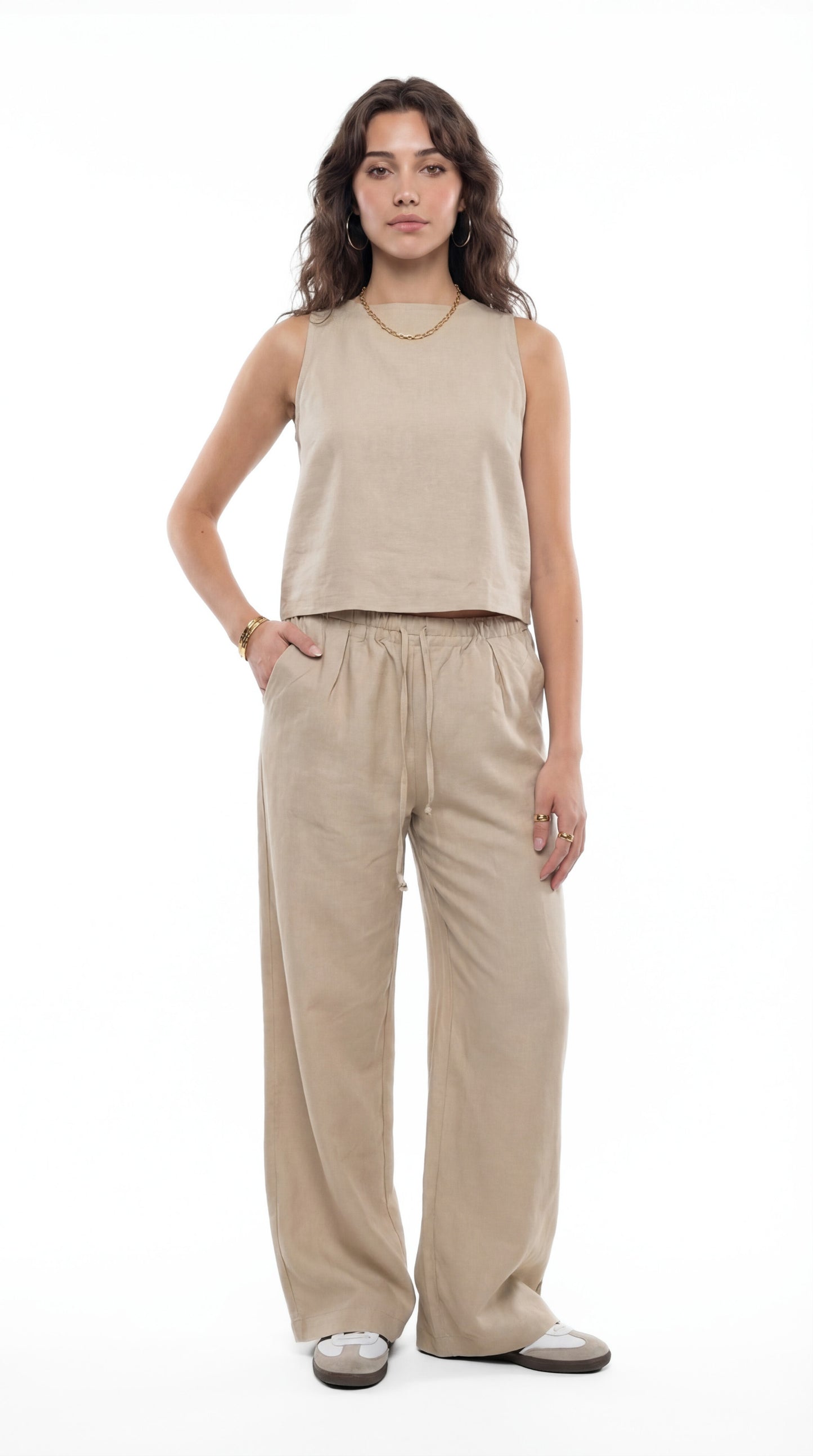 Sleeveless Linen Set